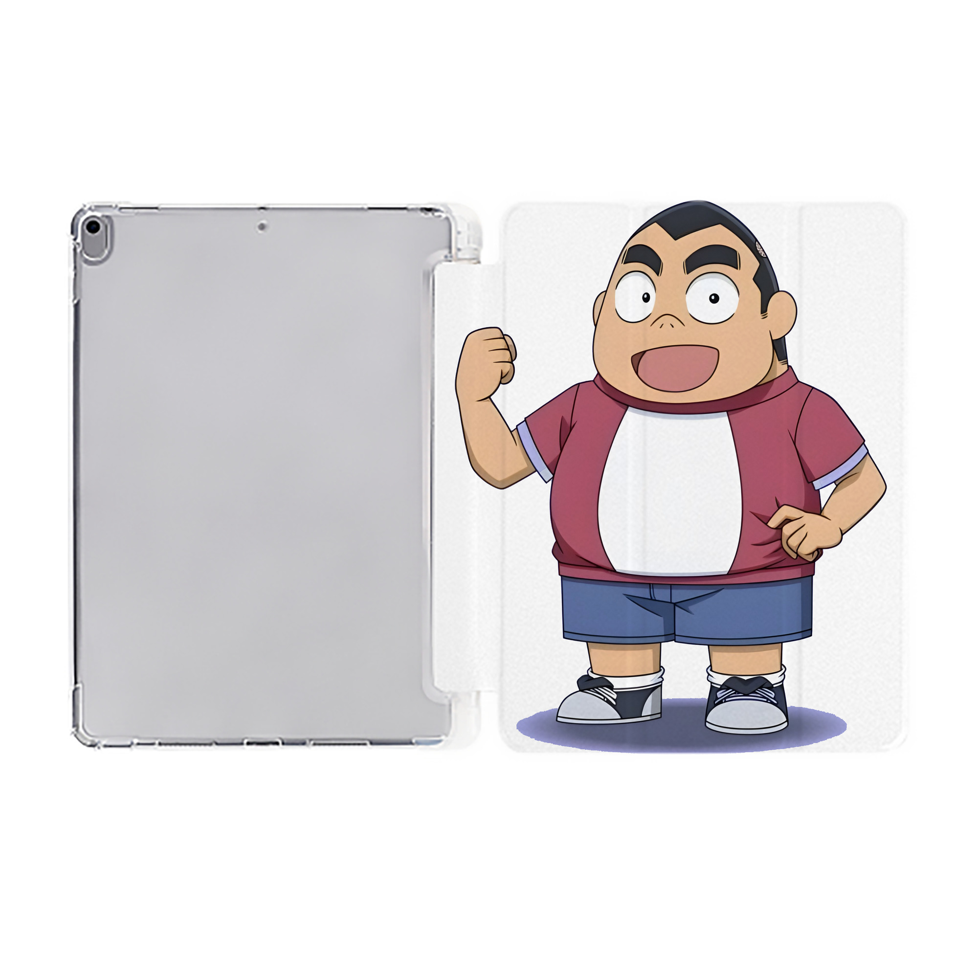 （画像用） 名探偵コナン 小嶋 元太 こじま げんた Detective Conan Kojima Genta IPad ケース ペン収納付き 三つ折りスタンド PUレザー×シリコン 対応機種9.5/10.5/10.9インチ